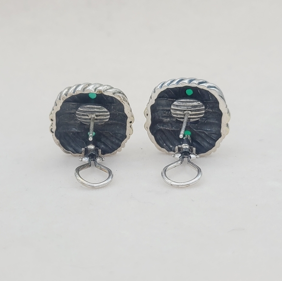 David Yurman Renaissance Earrings With Amethyst Green Onyx and Gold - Picture 3 of 8
